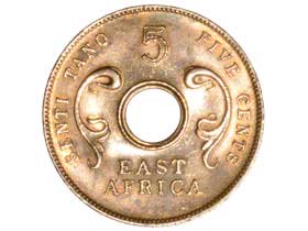 東アフリカ5セント硬貨|東アフリカ|レクターズショップのトモリンズ24