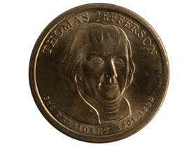 第3代アメリカ大統領トーマス・ジェファーソン記念1ドル硬貨 