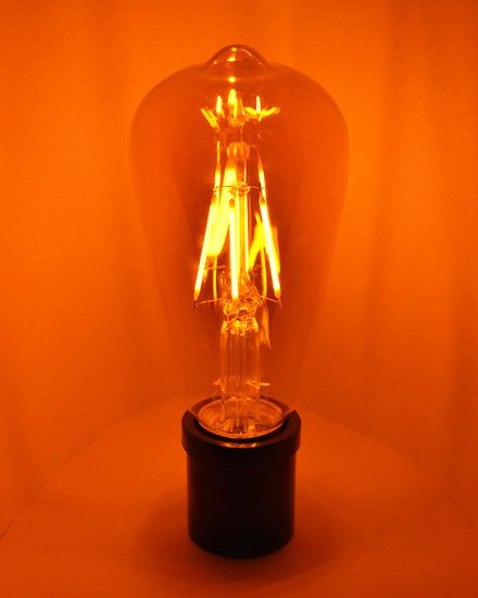 LEDアンティーク電球 オレンジ 4.5W AC100V 調光可能 ST64型 - 看板