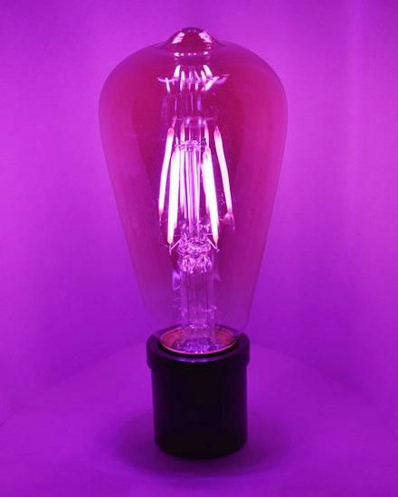 紙ふうせんモチーフ　紫の多面体ランプ　　置き型 LEDアンティーク電球 紫 4.5W AC100V 調光可能 ST64型 - LED