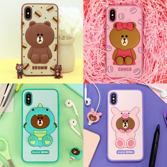 Line Friends ラインフレンズ Iphone 8 Iphone 7 Iphone Se 第2 3世代 Line Friends Silicon シリコンの立体のキャラクターが可愛いiphone 8 7用 Kcl Chb001 Kcl Cho001 Kcl Cdb001 Kcl Cpb001