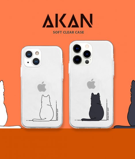 国内正規品 AKAN iPhone 13 Pro クリアケース NEKO 透明TPUケースに