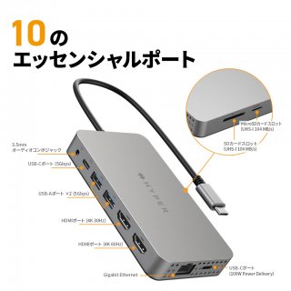  HyperDrive ǥ奢4K HDMI 10in1 USB-Cϥ for M1/M2 ǥ奢ǥץ쥤ǳĥɽ 100WΥѥǥХ꡼б