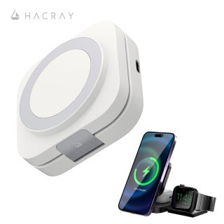  HACRAY ϥ饤 3in1 ޤꤿ߼ 磻쥹   MagSafeб for iPhone Apple Watch AirPods Android