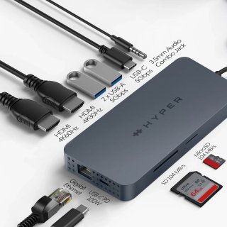  Hyper ϥѡ HyperDrive Next Dual 4K HDMI 10 Port USB-C ϥ For M1, M2, and M3 MacBooks