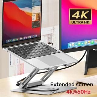 国内正規品 UNITEK 360度回転 USBハブ付きノートパソコンスタンド USB3.0/4K@60Hz HDMI2.0 / Gigabit Ethernet/Power Delivery 100W
