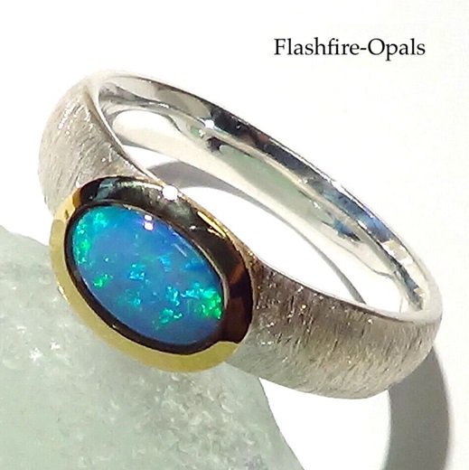 ブラックオパール リング15号 - オパール専門店　Flashfire-Opals-Japan