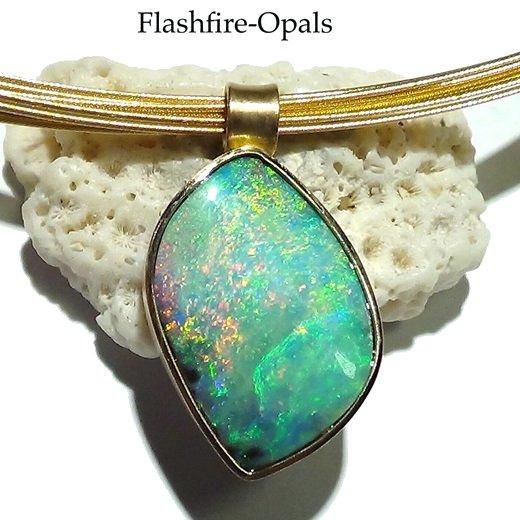 ボルダーオパール ゴールドペンダント - オパール専門店　Flashfire-Opals-Japan