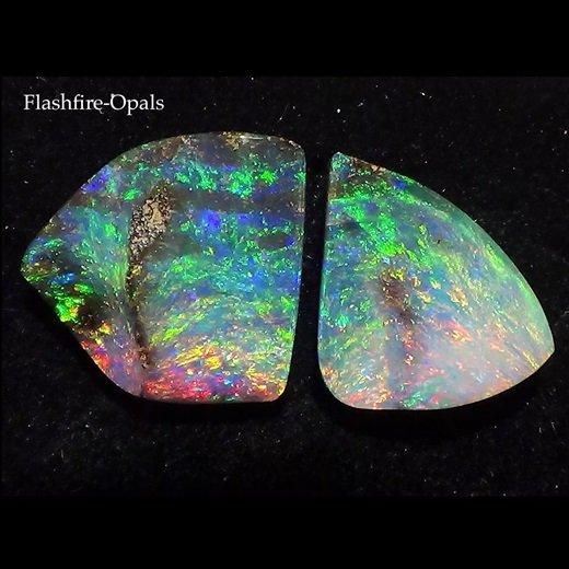 アクセサリーパーツ　ボルダーオパール　5.32ct. ボルダーオパールペア 11.2ct - オパール専門店 Flashfire-Opals-Japan