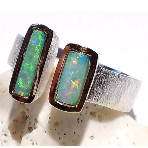 天然オパールリング＆ピアスセット17号 天然オパールリング＆ピアスセット17号 天然オパールリング