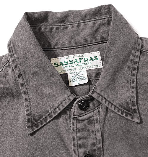 【美品】  SASSAFRAS / ササフラス | タグ付き Wheel Barrow Shirt Satin  SF-201720 ピグメント染め ウィールバローシャツ ジャケット サテン | M | Black | メンズ