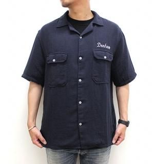 BOWLING SHIRT IJ DENHAM s/sシャツ BOWLING SHIRT Indigo Jacquard - DENHAM