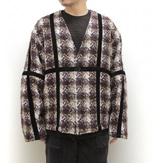 SWITCHING CARDIGAN（スウィッチングカーディガン）-Leather / Houndstooth pattern-／seven by seven（セブンバイセブン）