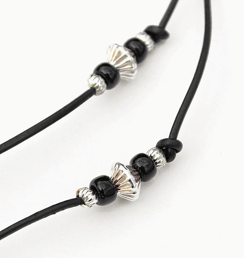 MASK HOLDER / NECKLACE -Navajo silver beads- Collaborated by