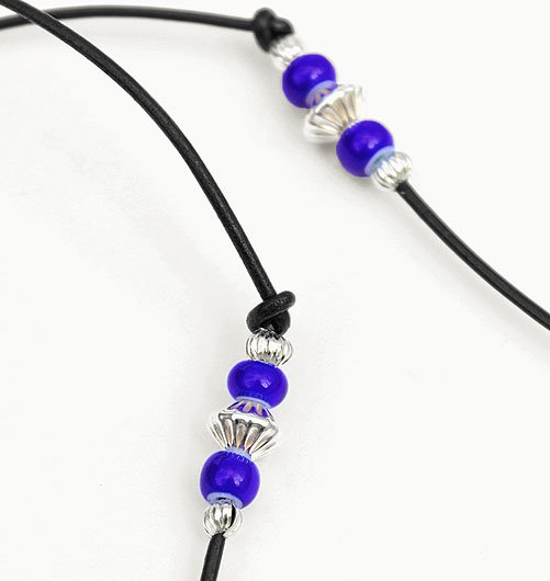 MASK HOLDER / NECKLACE -White hart beads / Silver- Collaborated by