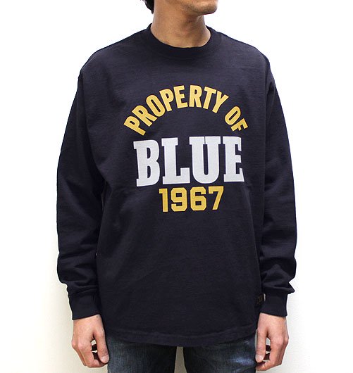 SOUTHERN MFG CO. BLUE BLUE PROPERTY OF BLUE LS TEE - BLUE BLUE