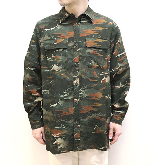 WAVE CAMO W COLLAR WIDE SHIRT（ウェーブカモダブルカラーワイド