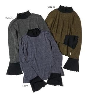 Cuffs Flare Knit topsʥեե쥢˥åȥȥåץ[2216-550288]AgAwdʥɡ