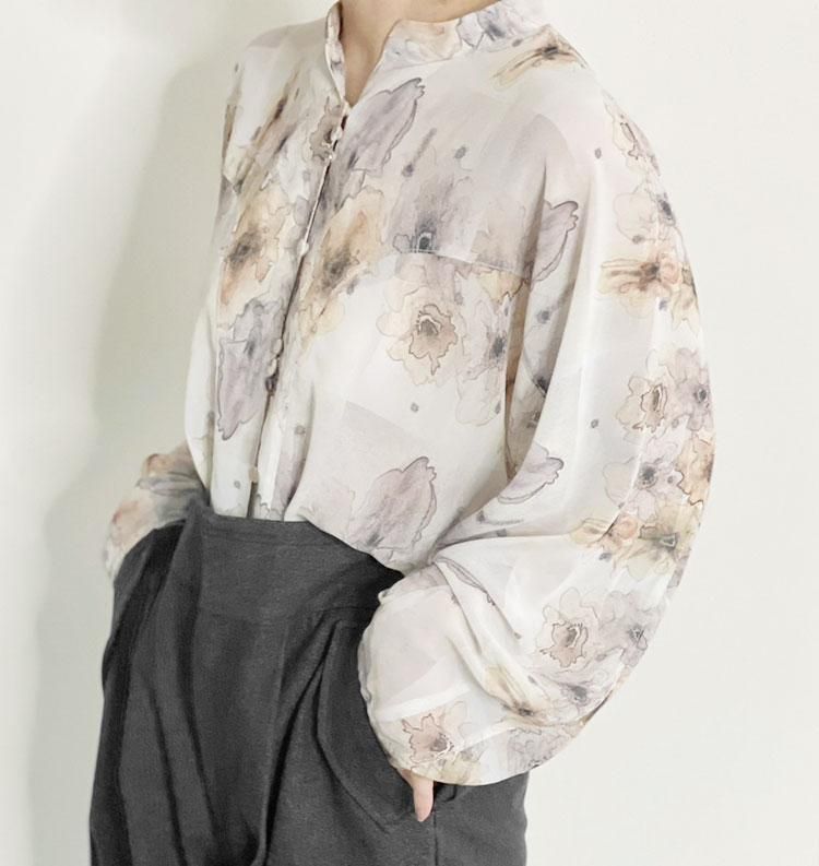 agawdagawd Sheer Print Blouse - シャツ/ブラウス(七分/長袖)