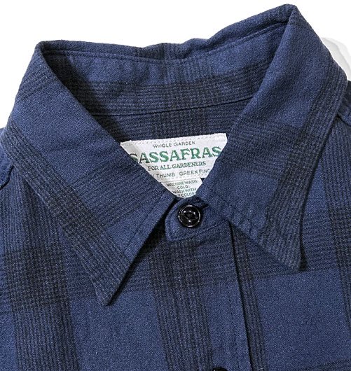 Diggin Shirt ”C/L Check”（ディギンシャツ”コットンリネンチェック”） - SASSAFRAS（ササフラス） - インディゴ  富山市 聖林公司正規取扱店（取扱ブランド：ハリウッドランチマーケット・ササフラス・クレッタルムーセン・
