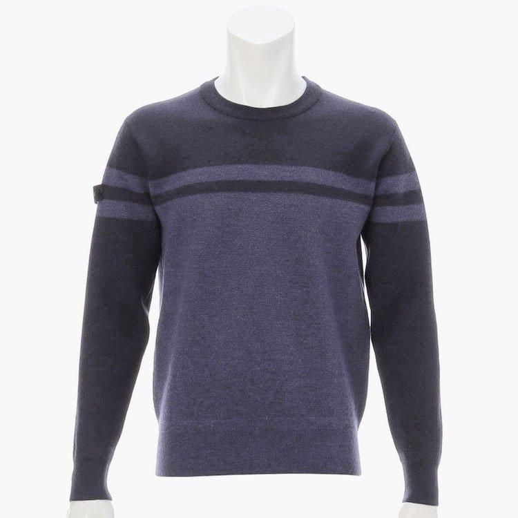 BRIEFING MS WR CREW NECK KNIT MEN'S MERINO WOOL STRIPE LOGO
