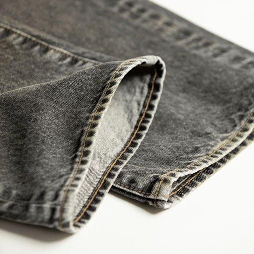 AN342-W REGULAR TAPERED WASHED 5P BLACK DENIM PANTS