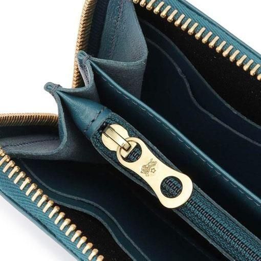 【超希少カラー】イルビゾンテ 長財布 ラウンドジップ ブルー レザー　ブルー 超希少カラー】イルビゾンテ 長財布 ラウンドジップ ブルー