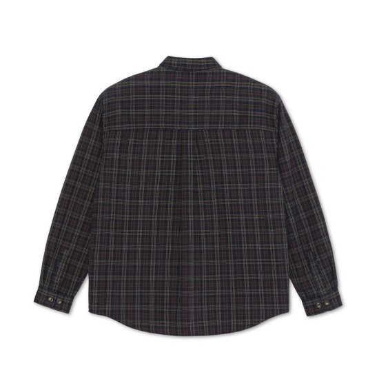 POLAR SKATE CO. ポーラー MITCHELL LS SHIRT FLANNEL - NAVY / BROWN