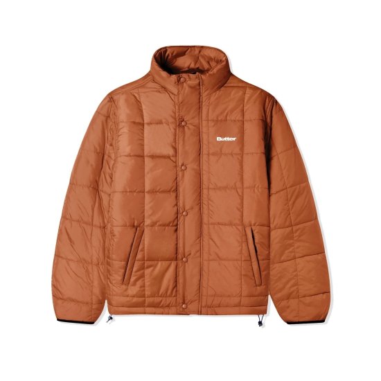 BUTTER GOODS バターグッズ Grid Puffer Jacket, Brown