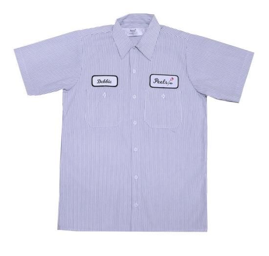 peels ワークシャツ ピールズ PEELS NYC ピールズ Original Stripe Shirt with Rose Patch