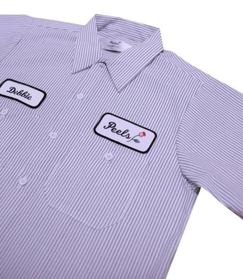 peels ワークシャツ ピールズ PEELS NYC ピールズ Original Stripe Shirt with Rose Patch