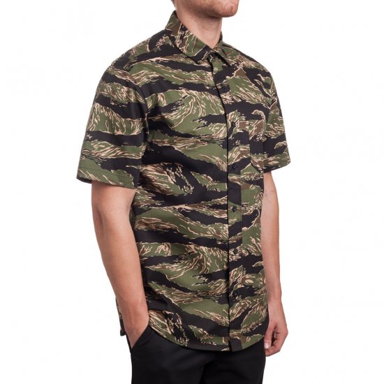 HUF ハフ CAMO UTILITY S/S WOVEN // TIGER CAMO 半袖シャツ MEDIUM