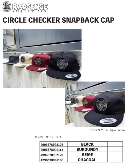 【2023年新製品！】 CIRCLE CHECKER SNAPBACK CAP　ラッドセンス/RAD SENSE - lure angle HAMA  オンラインストア