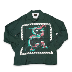 1950s Rayon L/S Shirt Green Dragon
