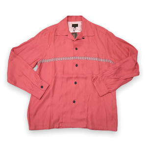 1950's Vintage Style Rayon L/S Shirt Pink & Black