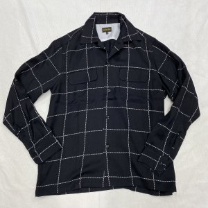 1950's Rayon L/S Shirt Check Black
