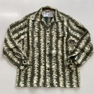 1950's Bamboo Rayon L/S Shirt Green