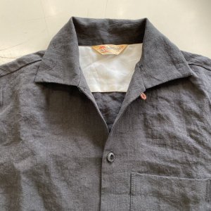 1950's Vintage Style Linen Italian Collar Shirt Black