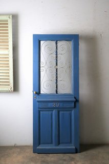 アンティーク ”No.29” コバルトブルーのアイアン飾りドア
