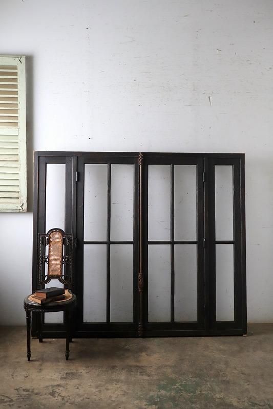 フランスアンティークモノンクル付ガラス窓/フランス落とし扉/木製枠(77-216 フランス アンティークガラス窓 | 枠付 - フランス アンティーク