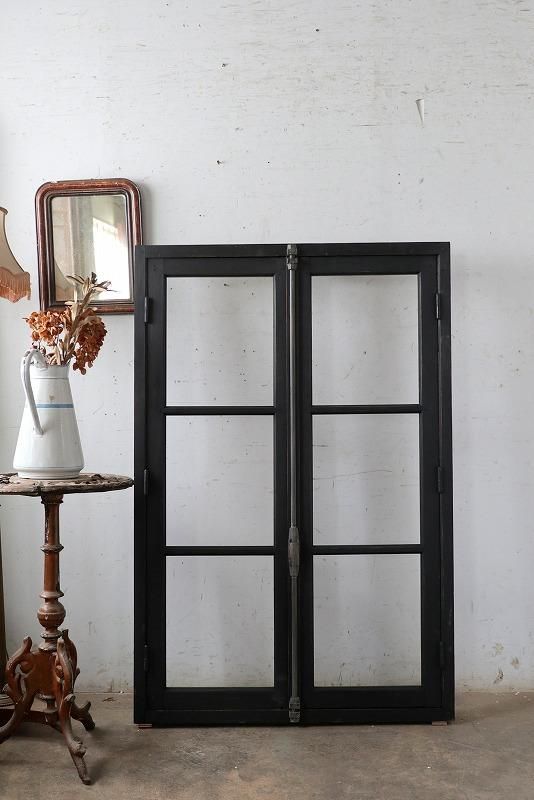 フランスアンティークモノンクル付ガラス窓/フランス落とし扉/木製枠(77-216 フランスアンティークモノンクル付ガラス窓/フランス落とし扉