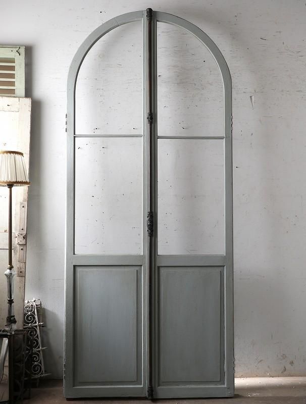 フランス アンティーク Arch Panel Door アーチ ドア フランスアンティーク アーチ観音開きガラスドア 無塗装