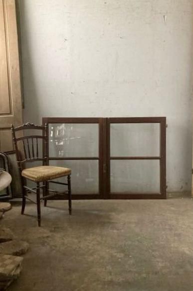 【antique】フランス ガラス窓 マスタードイエロー フランス アンティークガラス窓 | 枠付 - フランス アンティーク