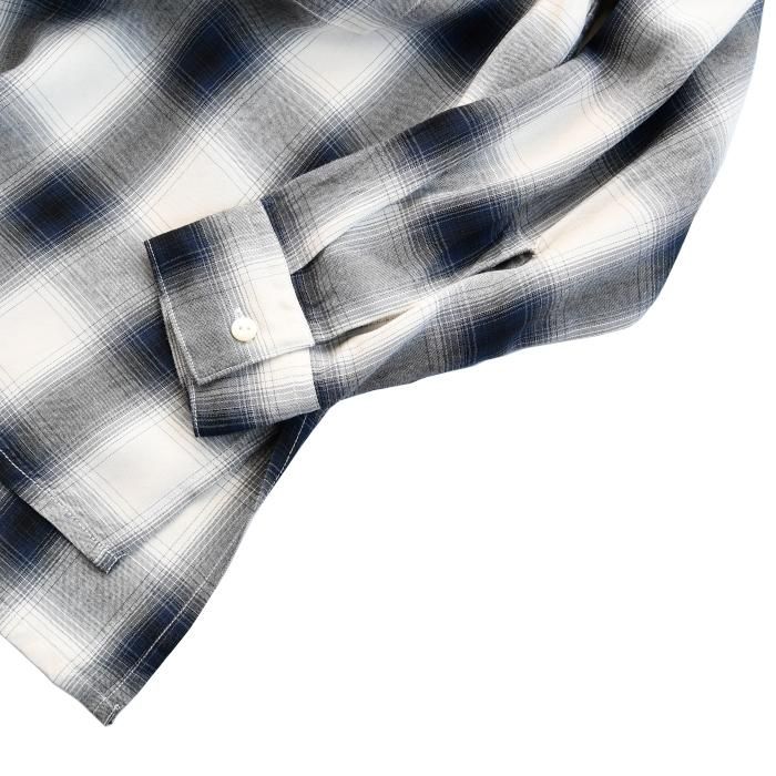 PHEENY フィーニー Rayon ombre check open collar shirt