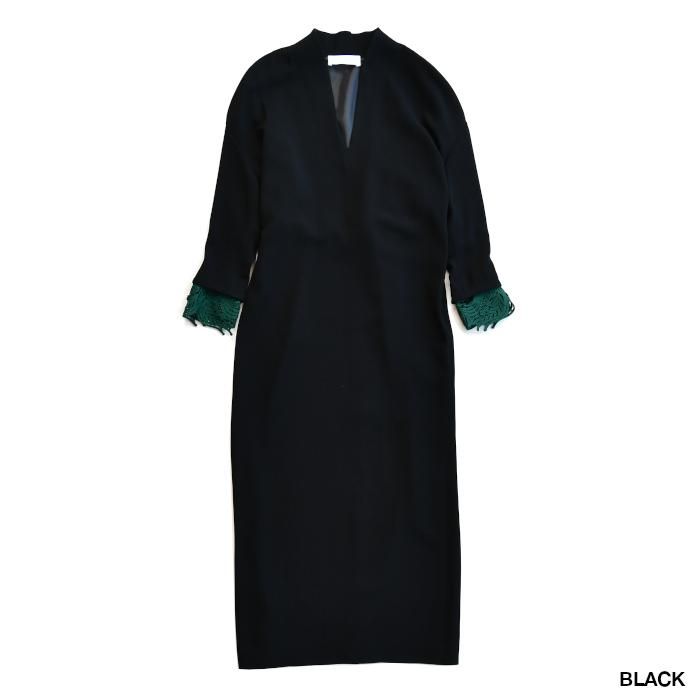 最大15%OFFクーポン Mame Kurogouchi マメ クロゴウチ Embroidery Cuffs V-Neck ワンピース