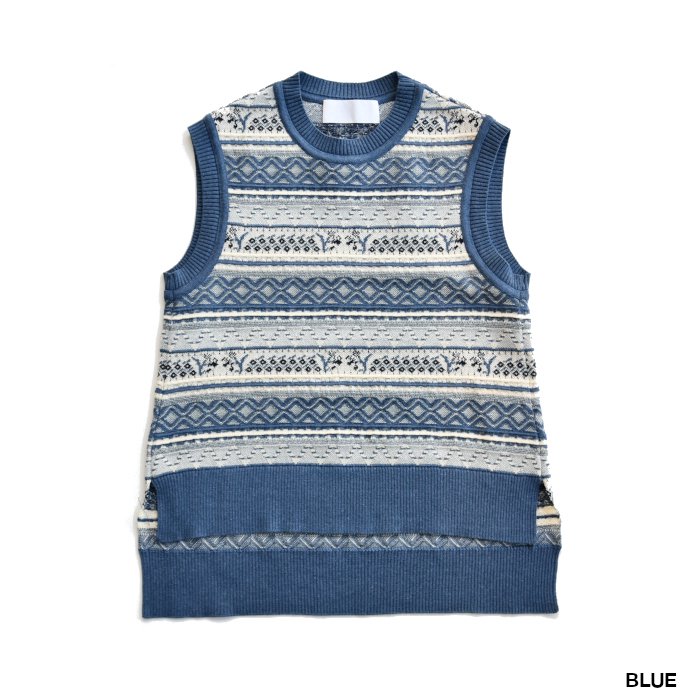 Multi-Colour Jacquard Knit Vest - ニット/セーター