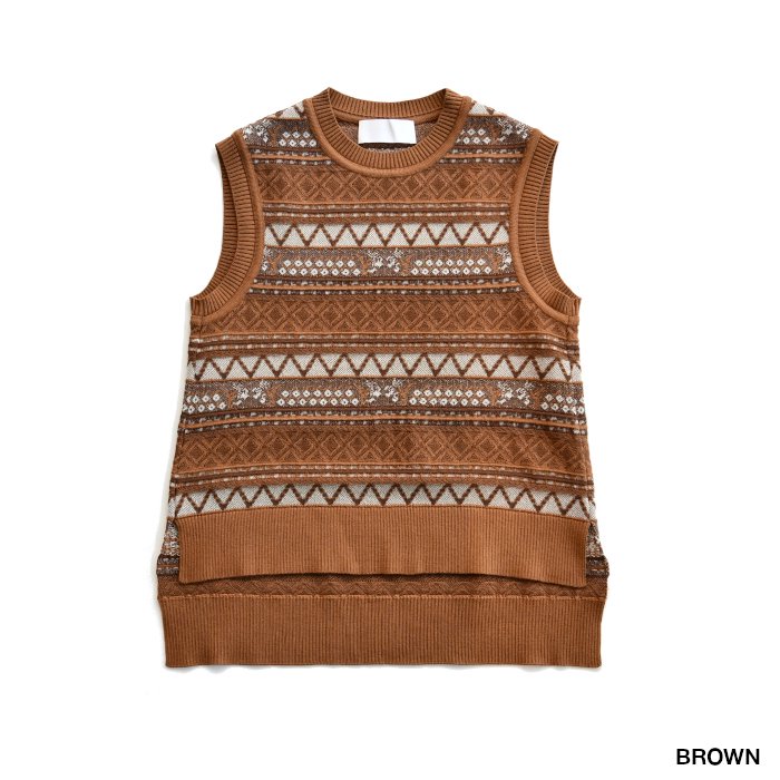 Mame Kurogouchi Jacquard Knit Vest | junglelore.net