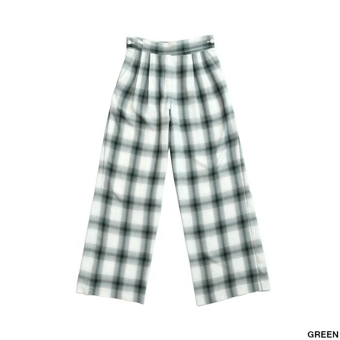 PHEENY フィーニー Rayon ombre check 2tuck slacks レーヨンオンブレ ...