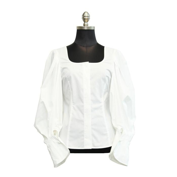 Mame Kurogouchi マメ クロゴウチ Square Neck Puff Sleeve Shirt スクエアネックパフスリーブシャツ