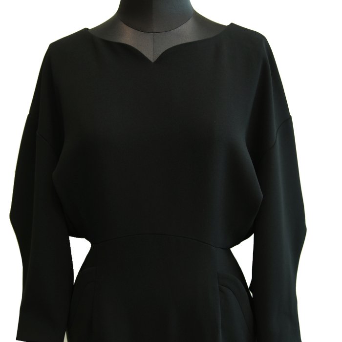 週末セール mame kurogouchi マメ Boat Neck Dress Black